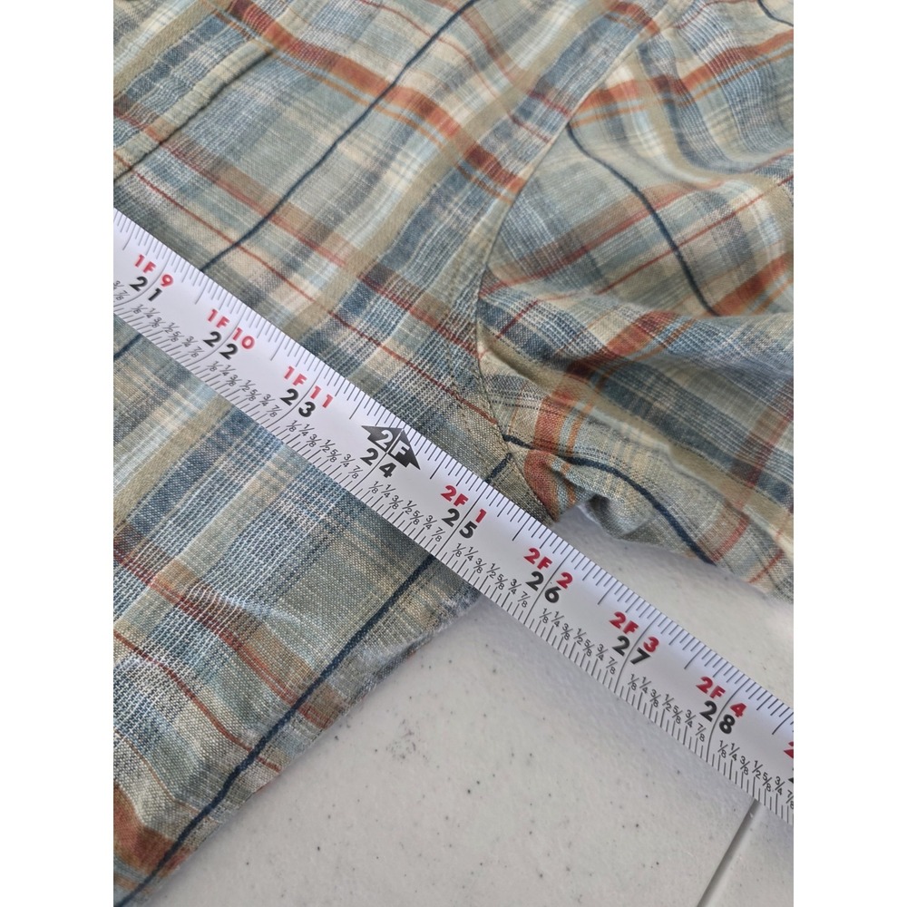Kuhl Plaid Shirt Mens 2XL Blue Beige Linen Blend Button Down SS Lot 2 - Picture 8 of 16